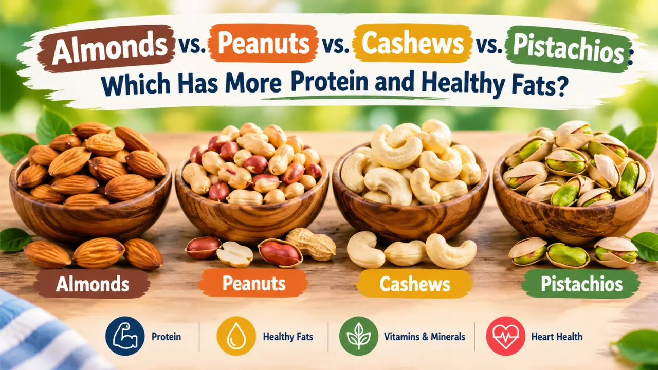 Almonds vs. Peanuts vs. Cashews vs. Pistachios: Which Has More Protein and Healthy Fats?
