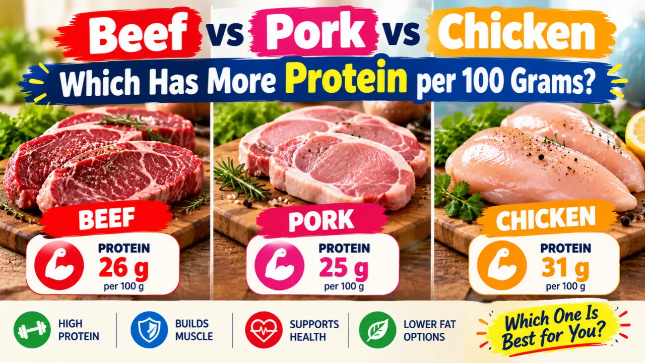 Beef vs Pork vs Chicken: Which Has More Protein per 100 Grams?
