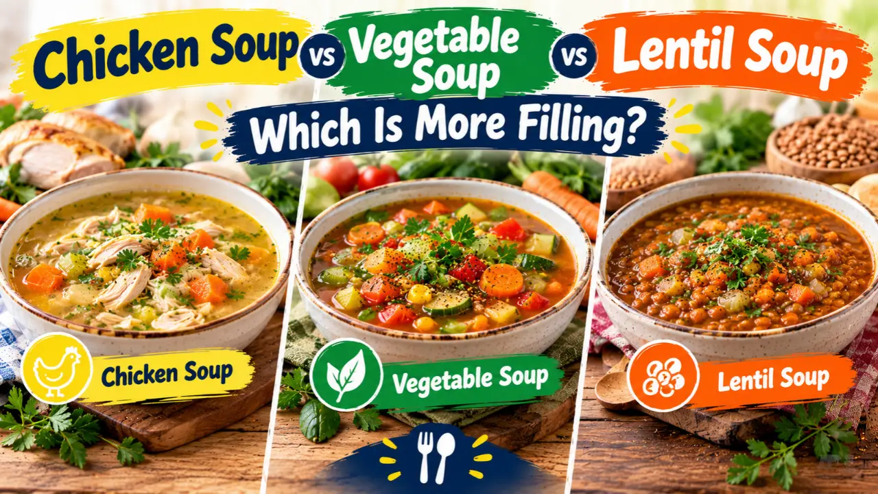 Chicken Soup vs Vegetable Soup vs Lentil Soup: Which Is More Filling?