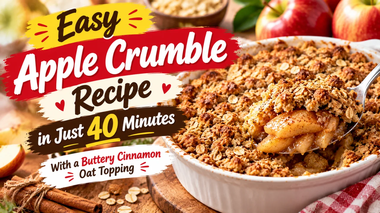 Easy Apple Crumble Recipe in Just 40 Minutes With a Buttery Cinnamon Oat Topping