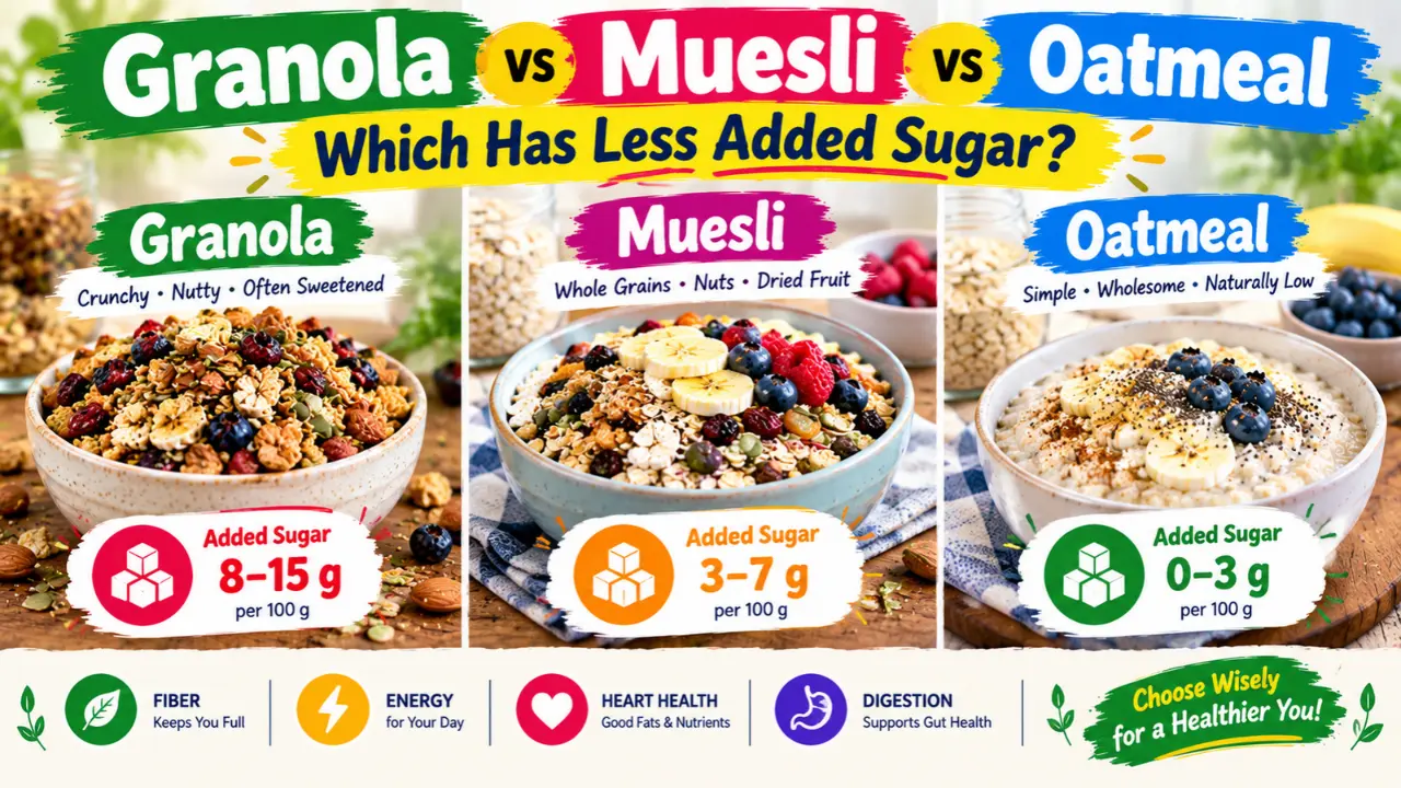Granola vs Muesli vs Oatmeal: Which Has Less Added Sugar?