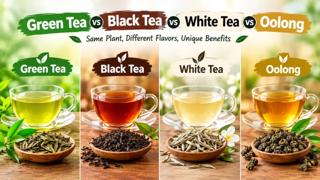 Green Tea vs Black Tea vs White Tea vs Oolong: Which Cup Truly Suits You?