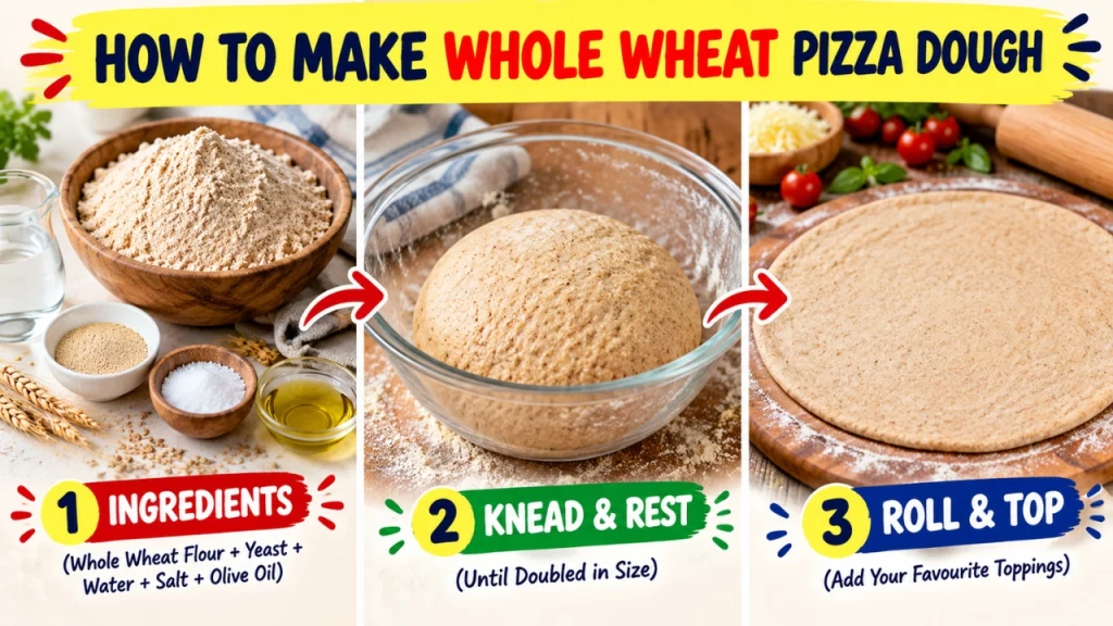 How to Make Whole Wheat Pizza Dough at Home for Kids (Easy, Soft & Healthy)