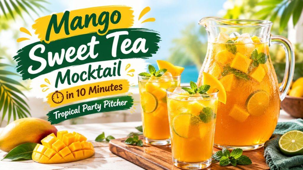 Mango Sweet Tea Mocktail in 10 Minutes: Easy Tropical Party Pitcher!