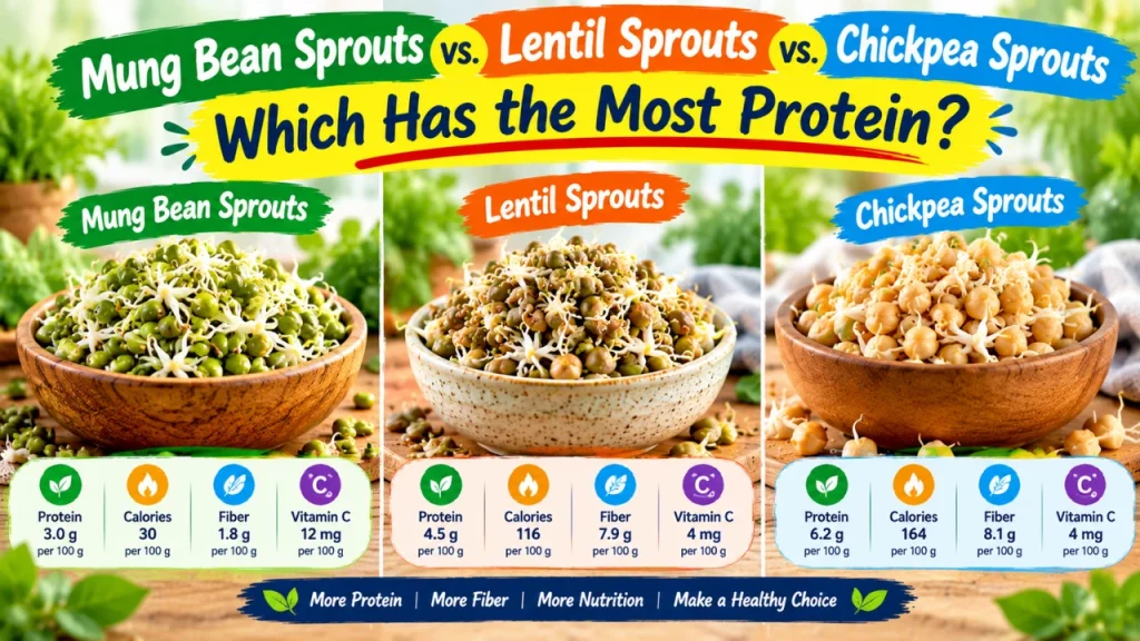 Mung Bean Sprouts vs. Lentil Sprouts vs. Chickpea Sprouts: Which Has the Most Protein?