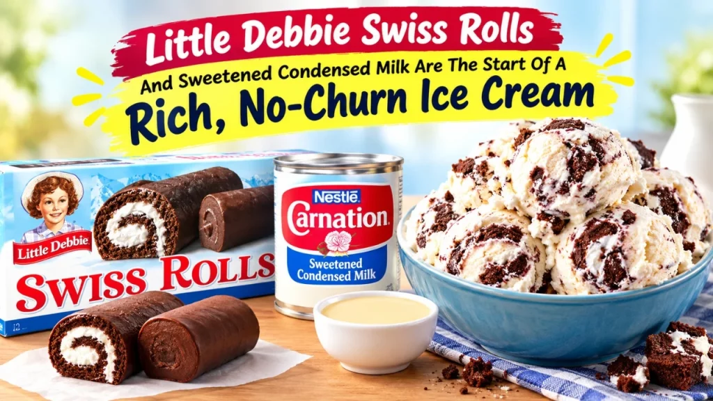 No-Churn Little Debbie Swiss Roll Ice Cream: A 4-Ingredient Dessert Without a Machine