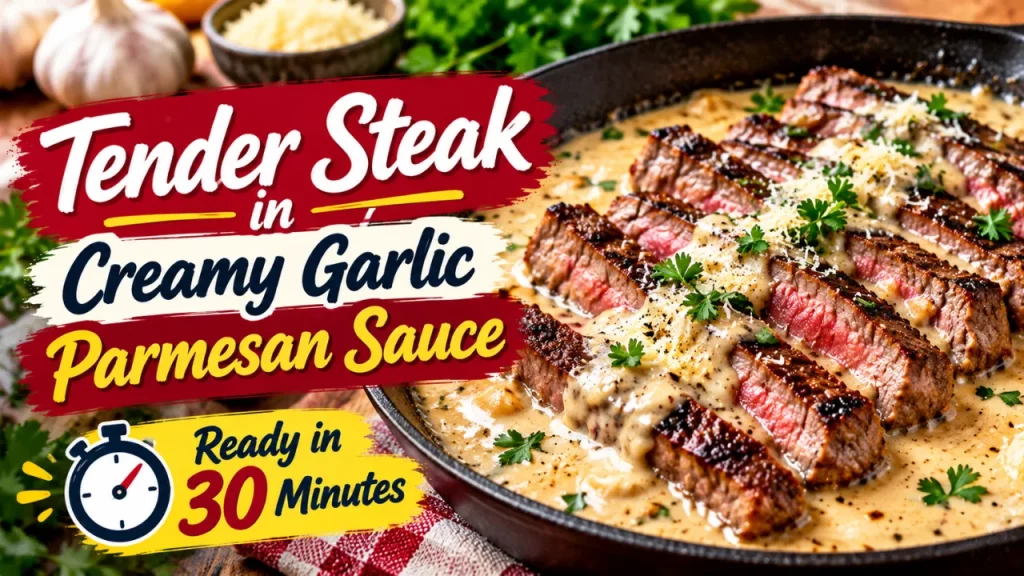 Tender Steak in Creamy Garlic Parmesan Sauce — Ready in 30 Minutes