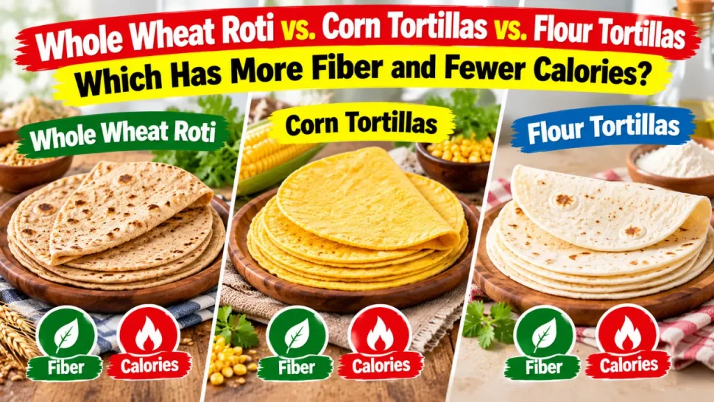 Whole Wheat Roti vs. Corn Tortillas vs. Flour Tortillas: Which Has More Fiber and Fewer Calories?